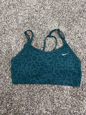 Nike Women's Dark Teal Leopard Print Sports Bra